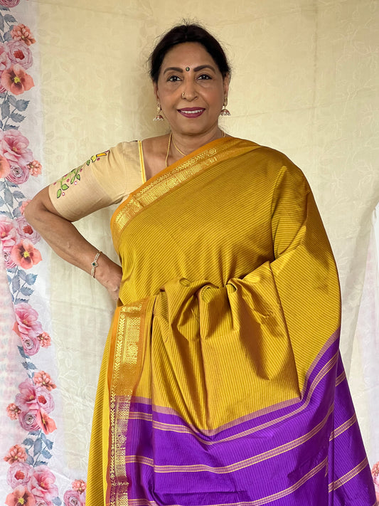 Mustard semi silk cotton