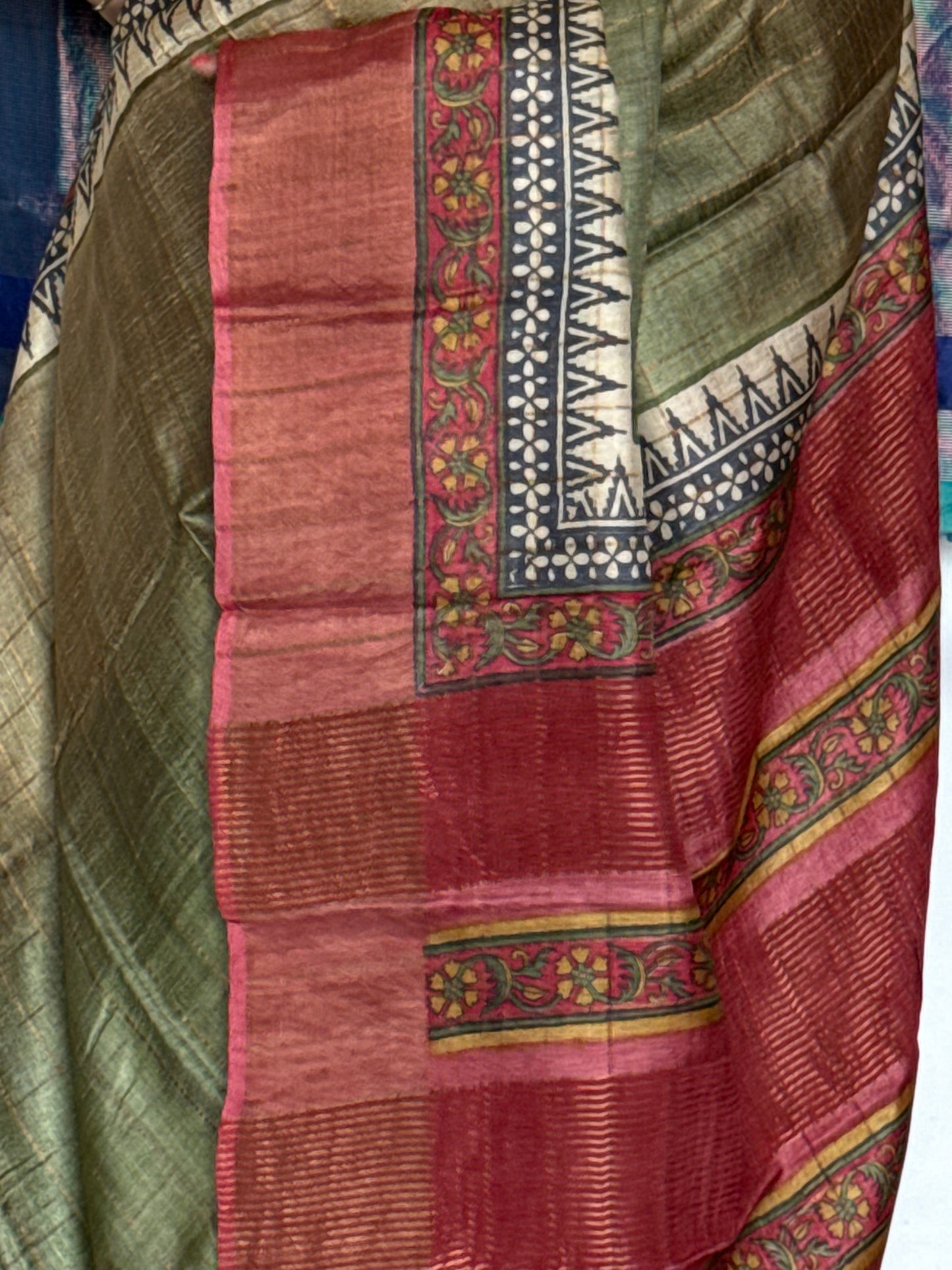 Green tussar silk saree