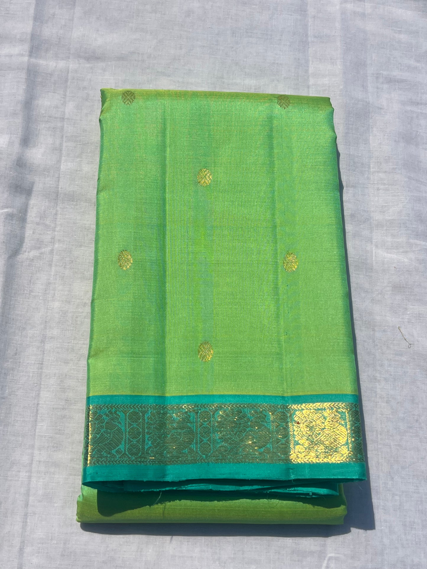 Green and blue Kanchivaram silk saree