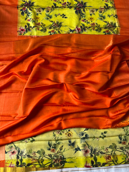 Floral Printed Gadwal Silk saree