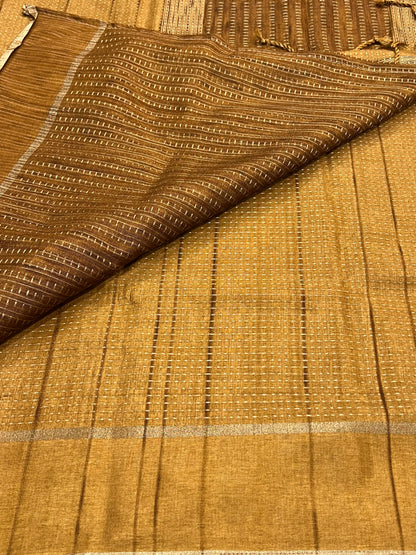 Mustard semi soft silk saree