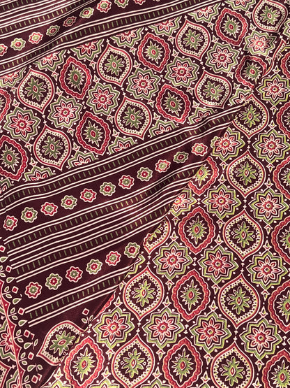 Maroon crepe silk saree
