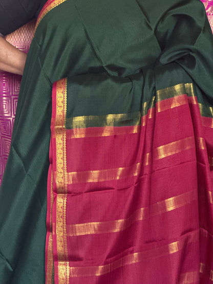 Dark green mysore silk saree