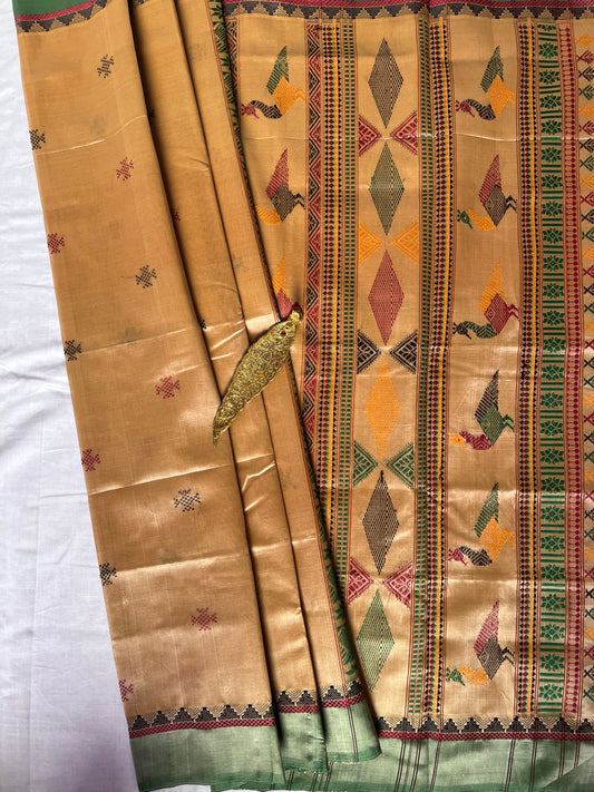 Thread work Silk Cotton saree - Beige
