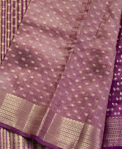 Purple festive semi silk cotton saree