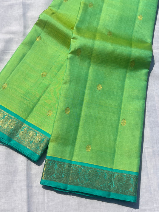 Green and blue Kanchivaram silk saree