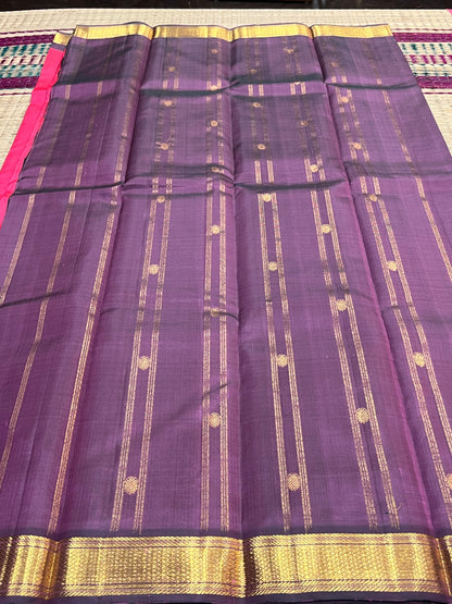 Pink & Wine Kanchivaram silk saree