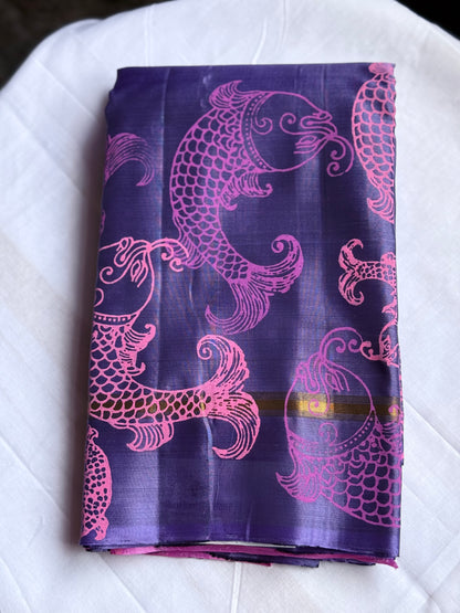 Soft Silk saree - Fish Block Print