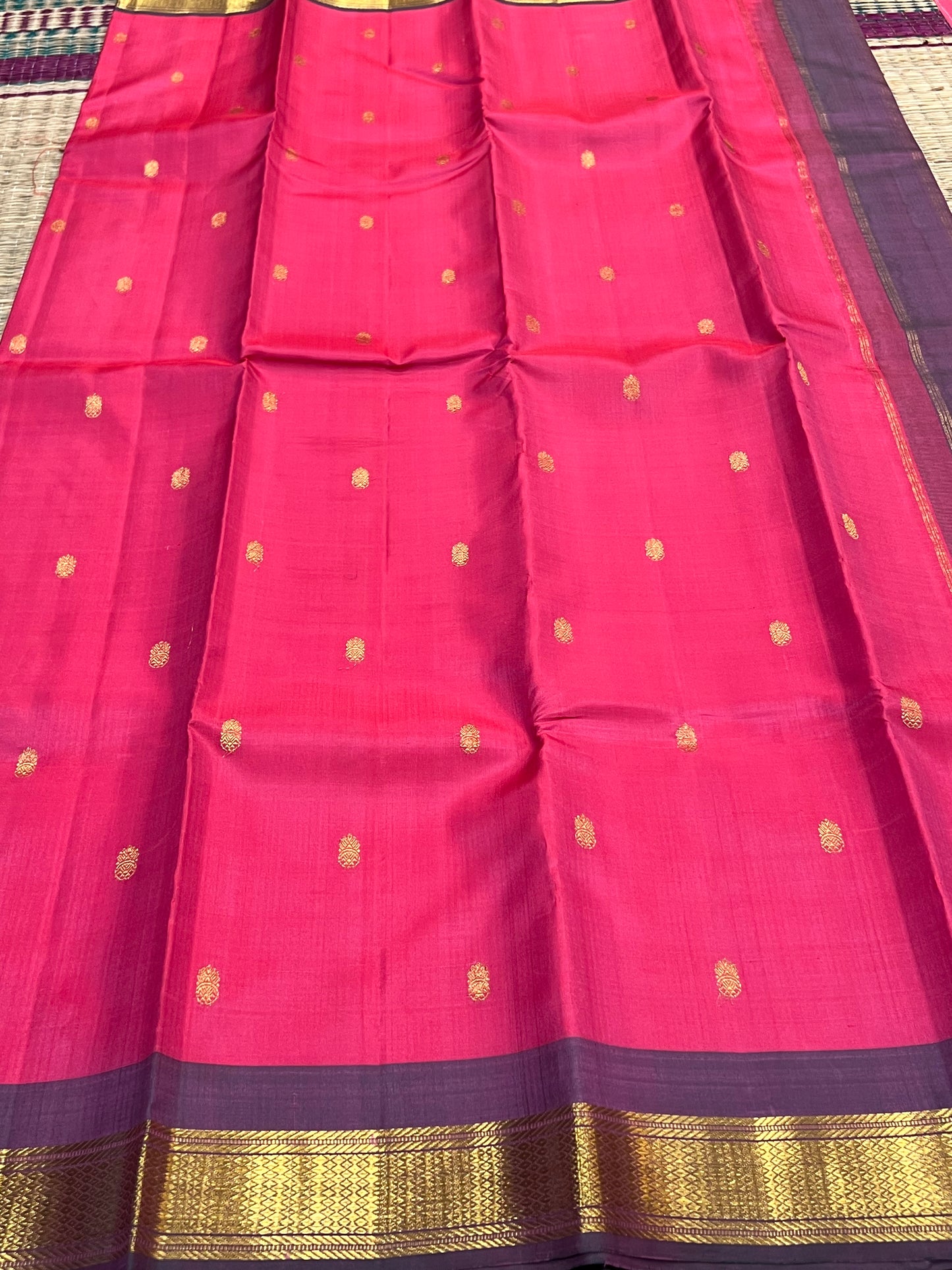 Pink & Wine Kanchivaram silk saree