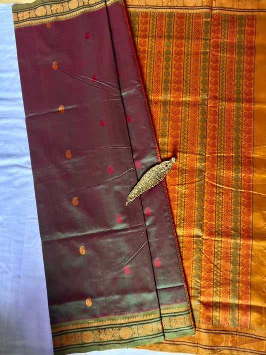 Semi Silk Cotton saree - Green