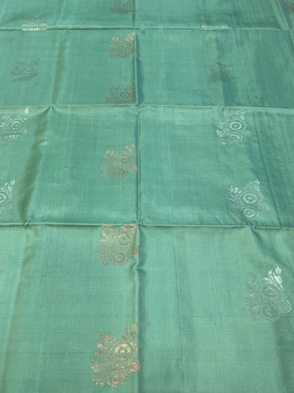 Teal soft silk saree