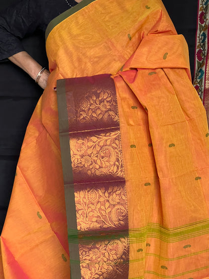 Orange Chettinad Cotton Saree