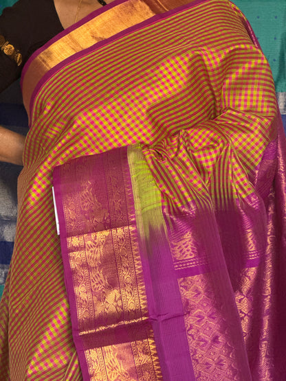 Small checks silk cotton saree