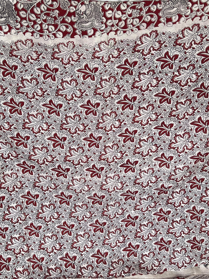Maroon Chinnur Kalamkari silk saree