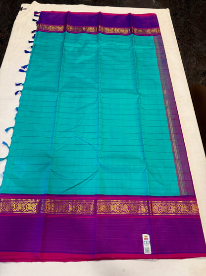 Blue & violet pure silk saree