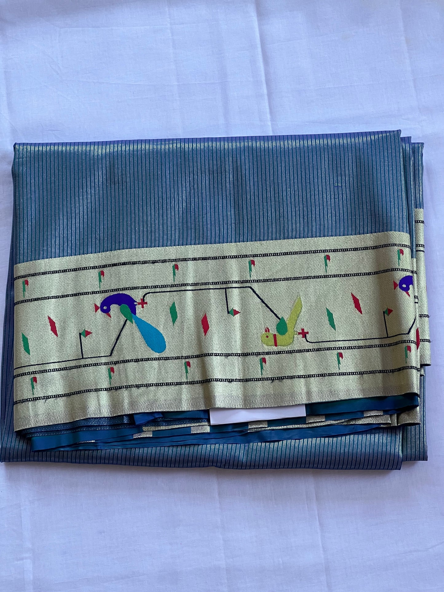 Gel blue semi Paithani silk saree