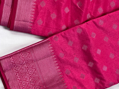 Magenta motif semi silk cotton saree