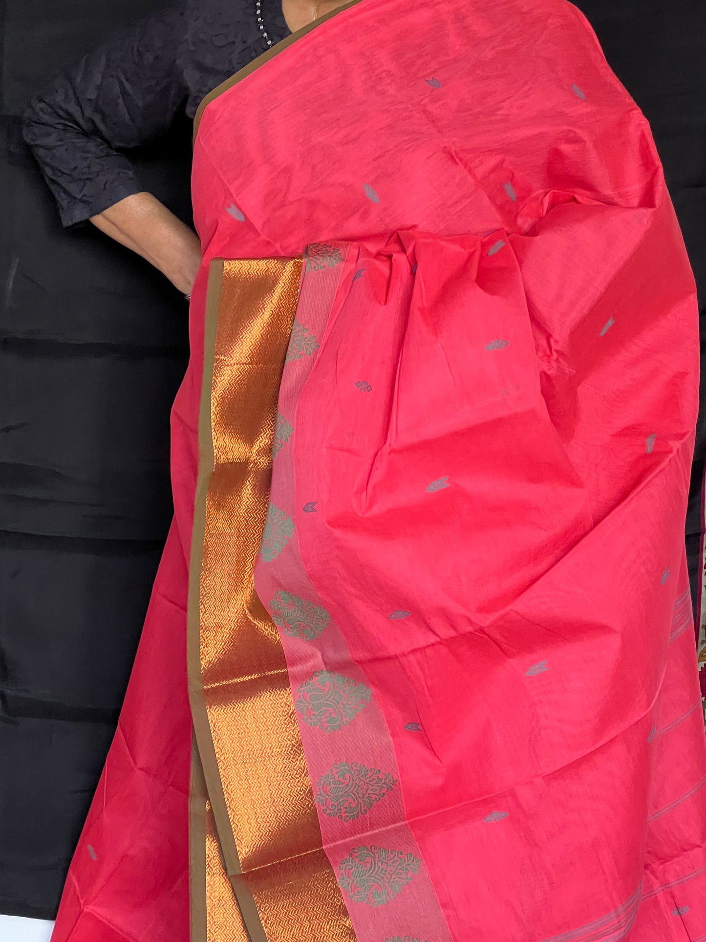 Rani pink Chettinad cotton saree