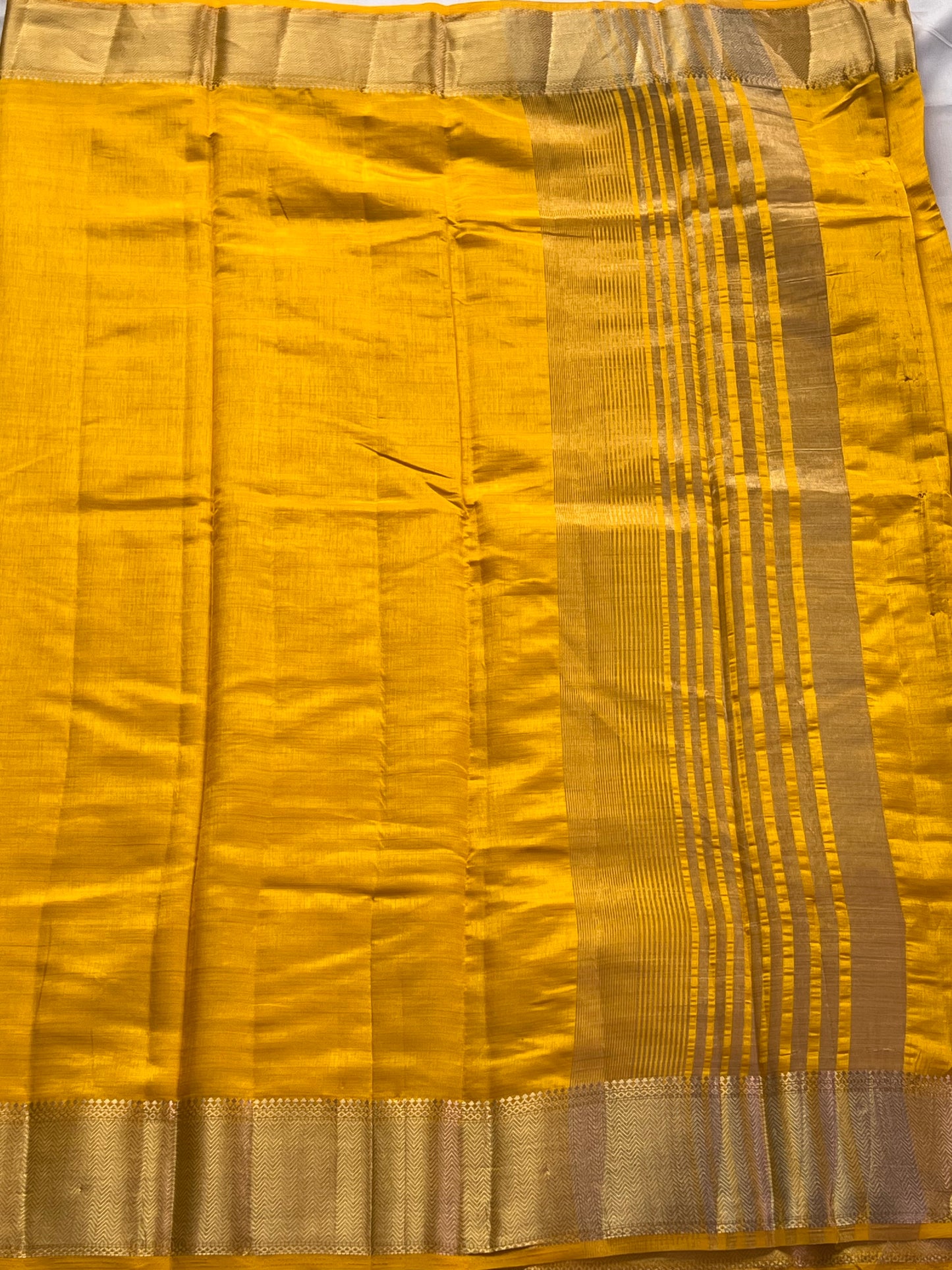 Plain Yellow semi silk cotton saree
