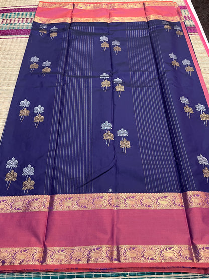 Navy blue semi silk saree