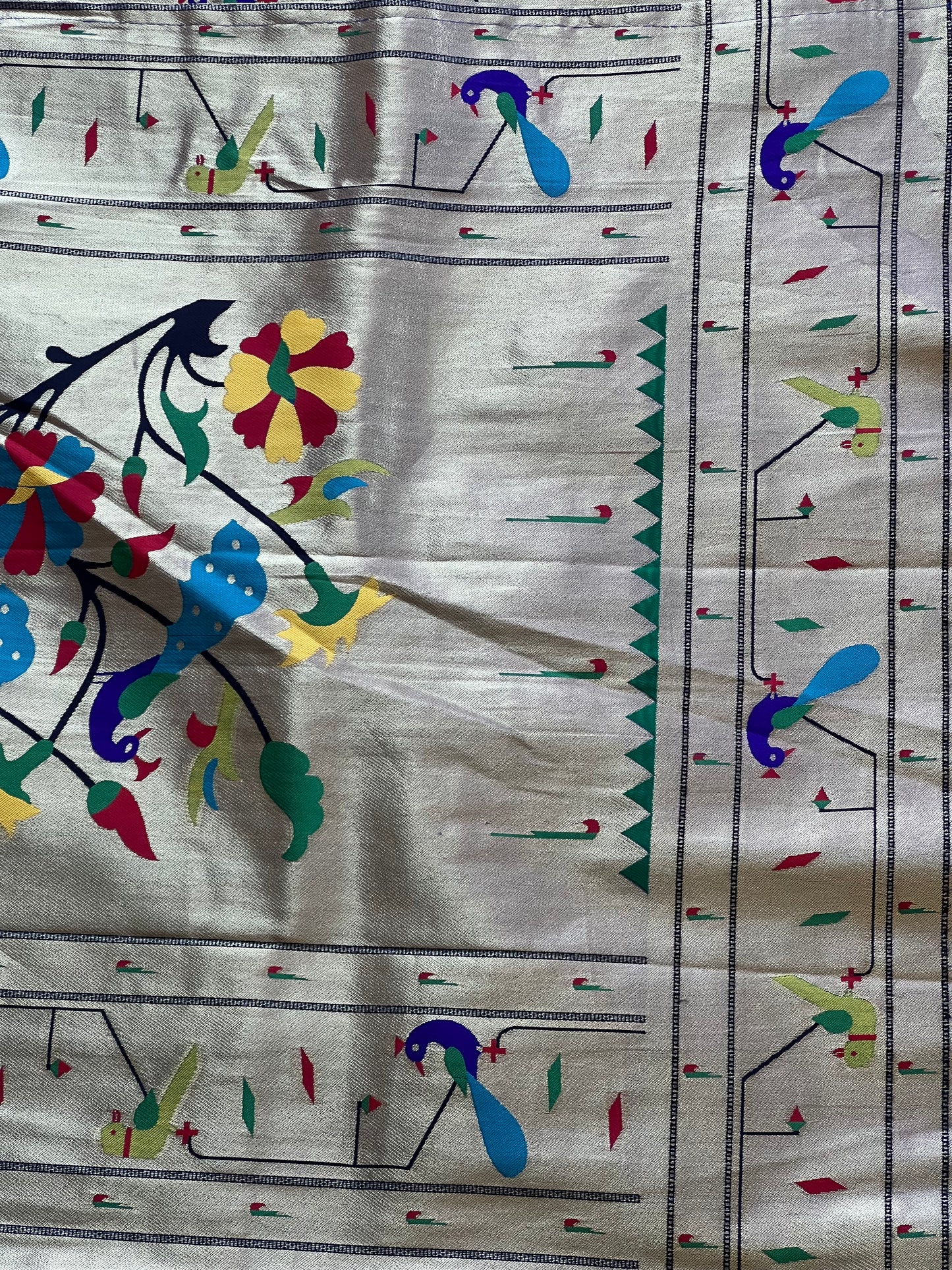 Gel blue semi Paithani silk saree