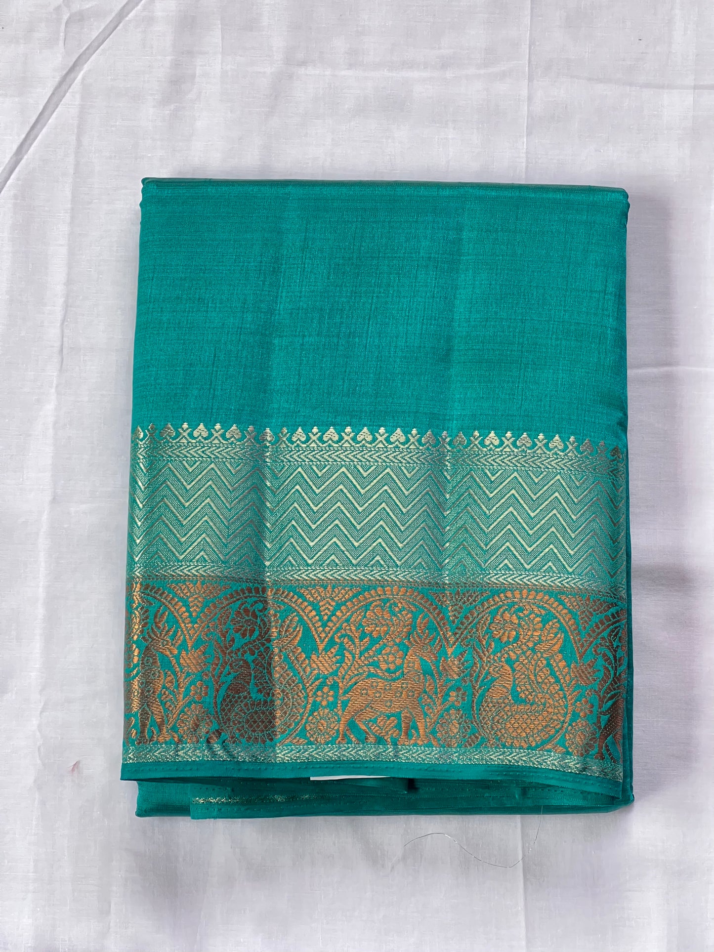 Aqua blue semi silk cotton saree