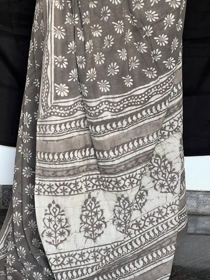 Grey Jaipur cotton saree