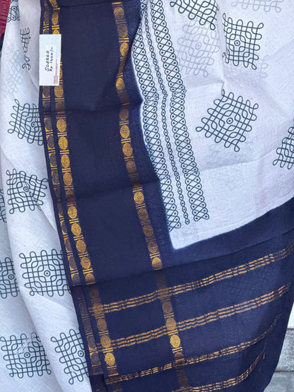 Black and white sungudi saree