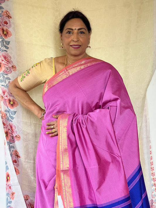 Rose pink semi silk cotton