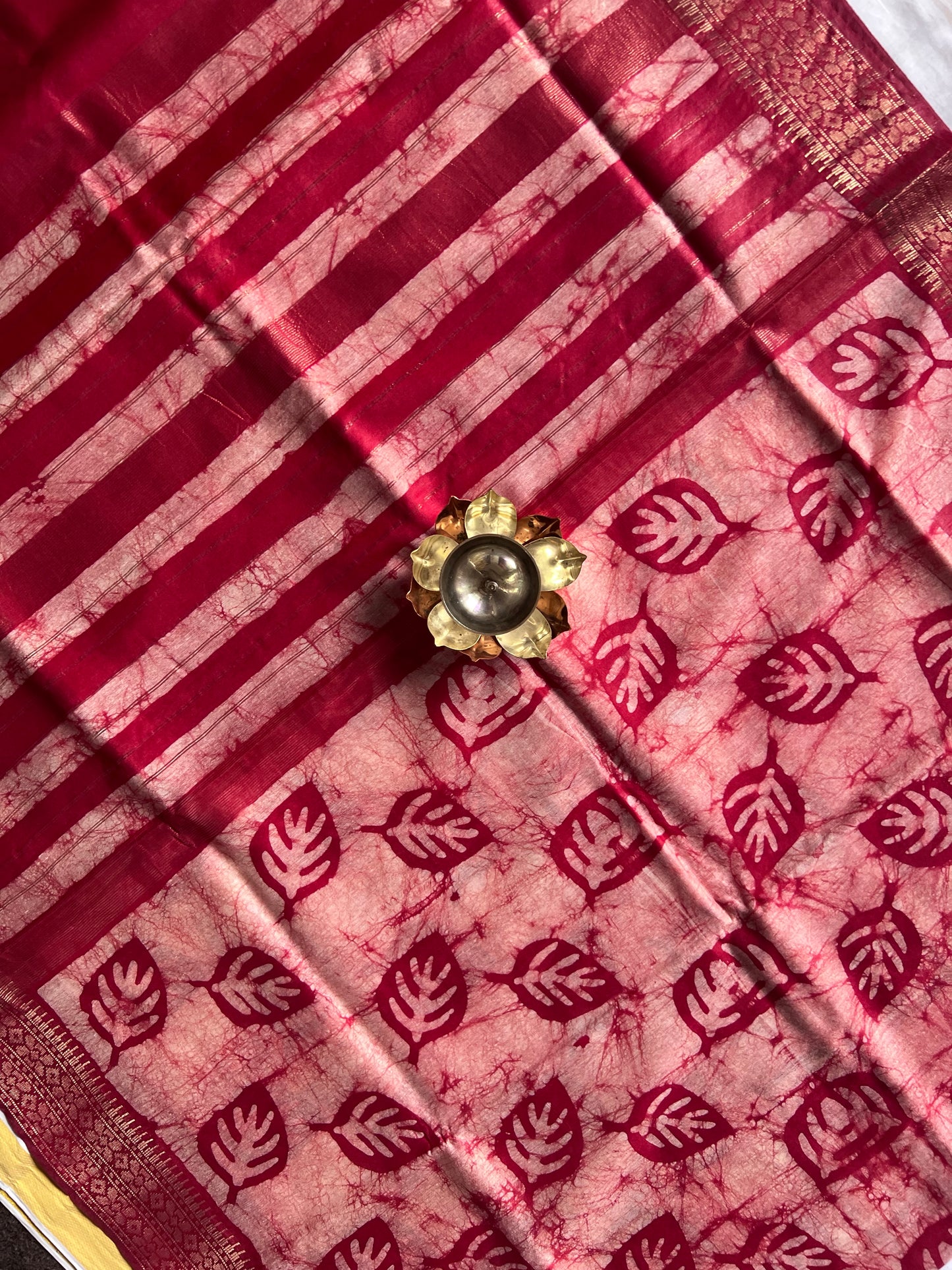 Red semi tussar silk saree