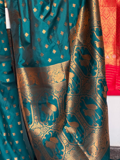 Blue semi banaras saree