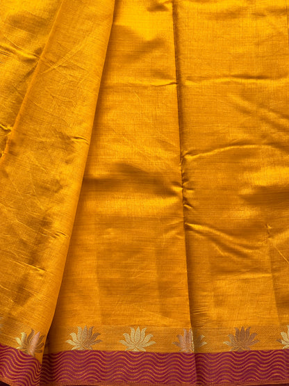 Mustard Glow Semi Silk Cotton Saree