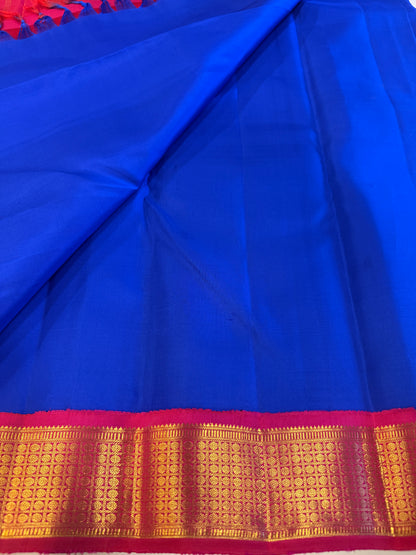 Royal blue & red Kanchivaram silk saree