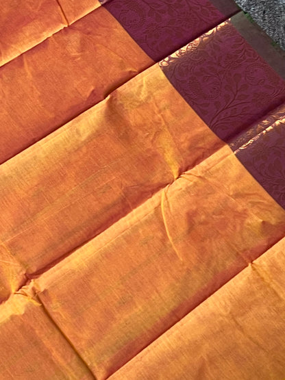 Orange Chettinad Cotton Saree