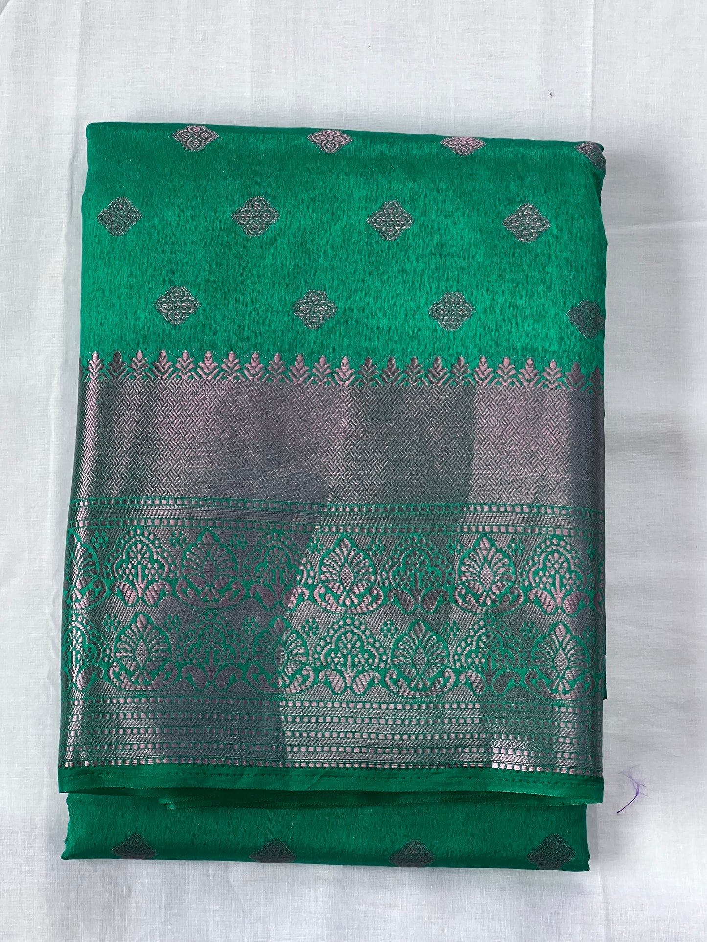 sage Green motif semi silk cotton saree