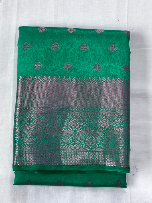 sage Green motif semi silk cotton saree