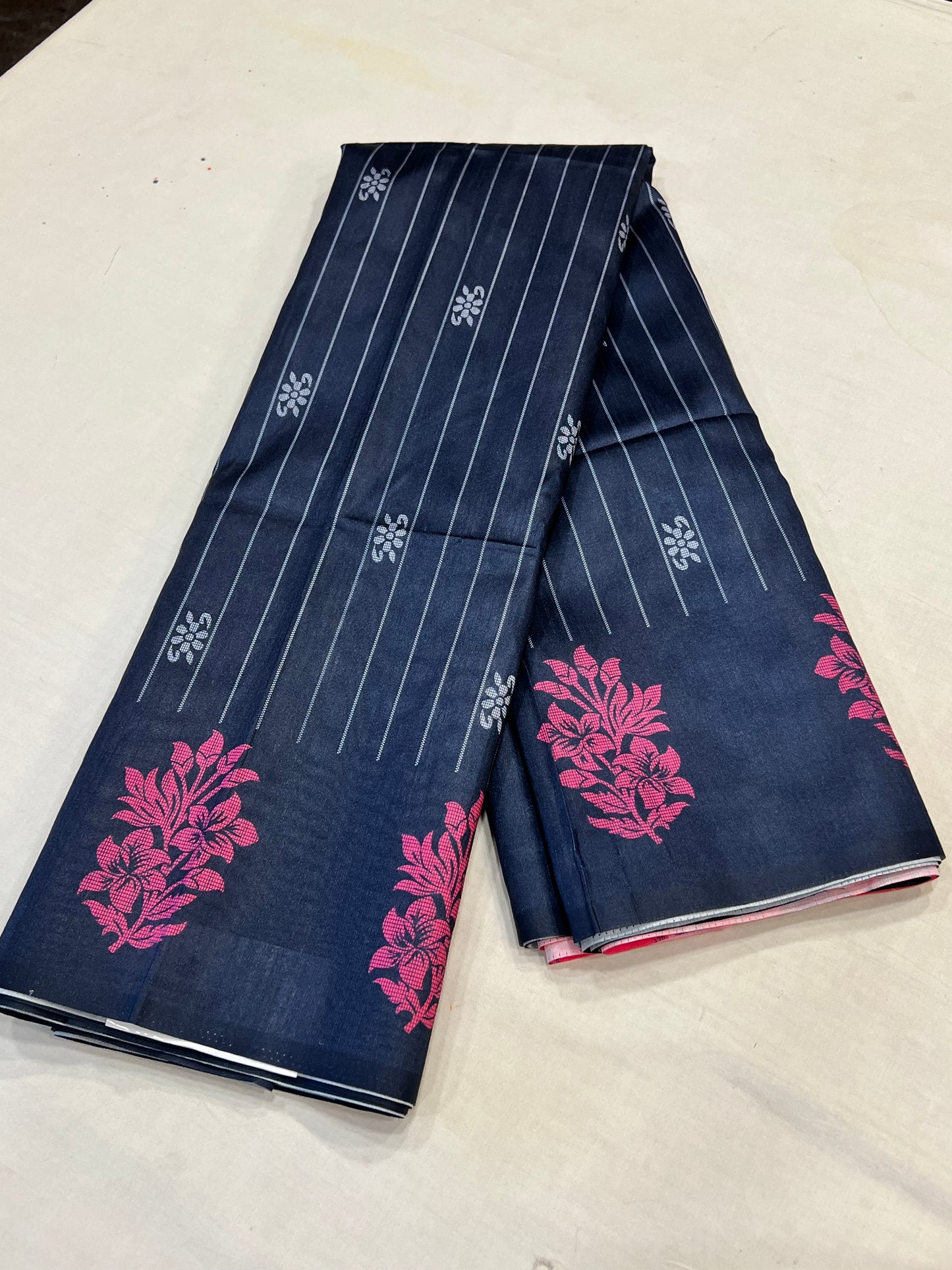 Navy blue semi soft silk saree