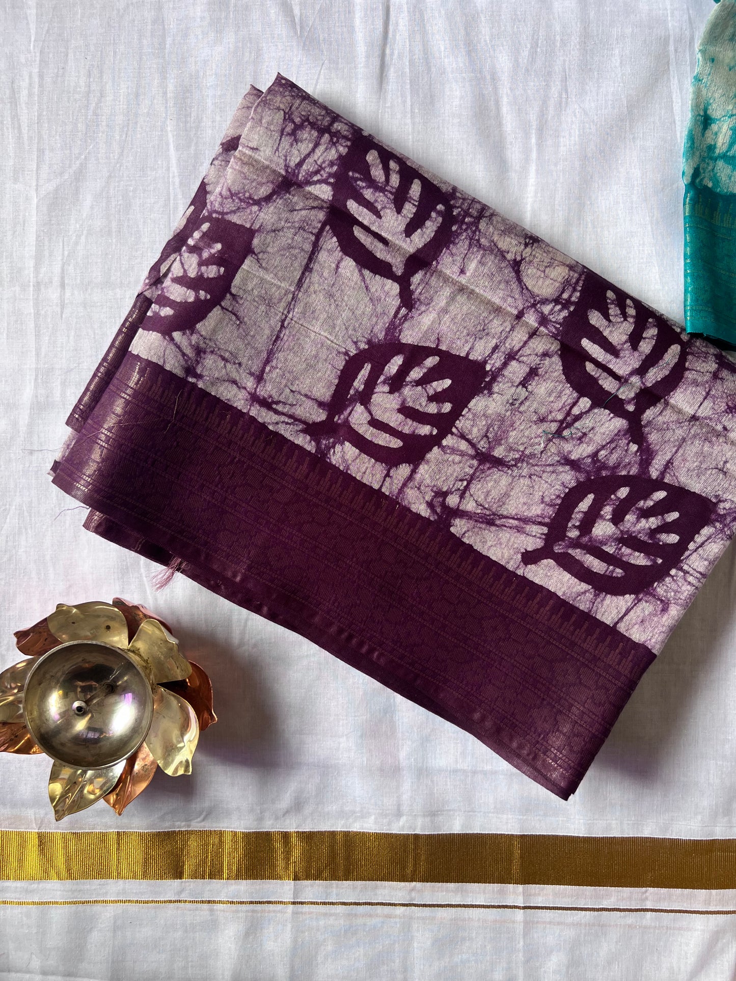 Purple semi Tussar silk saree