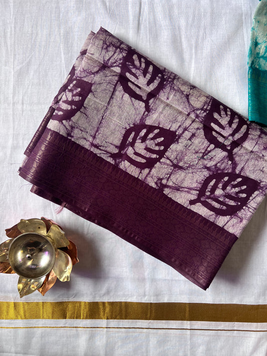 Purple semi Tussar silk saree