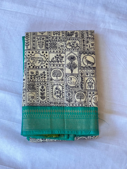 Teal Ganga Jamuna Tussar silk saree