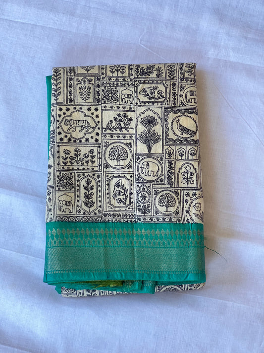 Teal Ganga Jamuna Tussar silk saree