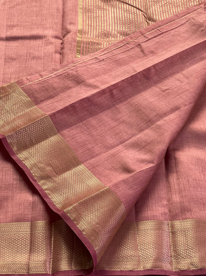Plain Blush pink semi silk cotton saree