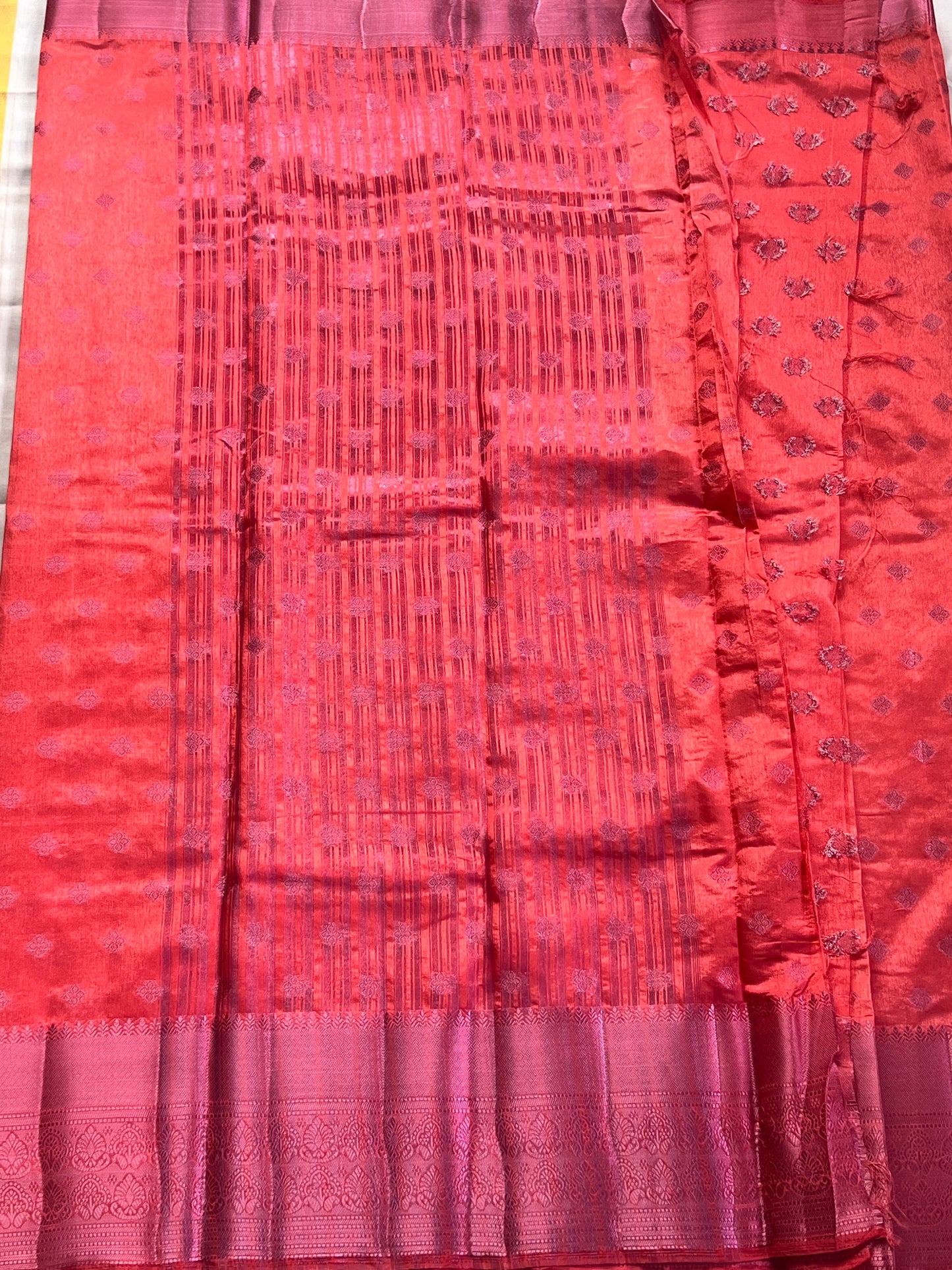 Rose pink motif semi silk cotton saree