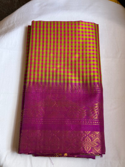 Small checks silk cotton saree
