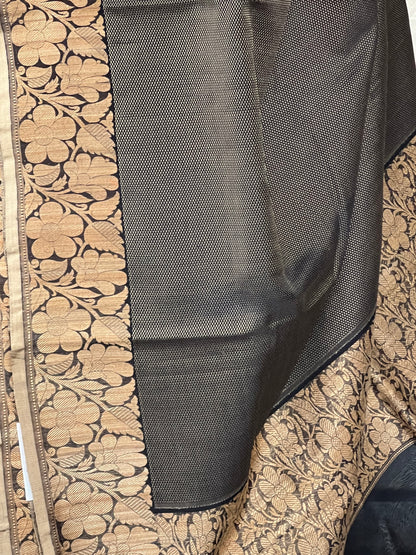 Black & jute border tussar silk saree
