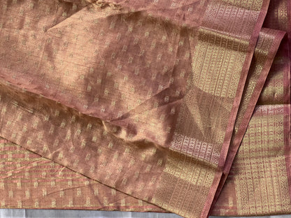 Festive Peach semi silk cotton saree