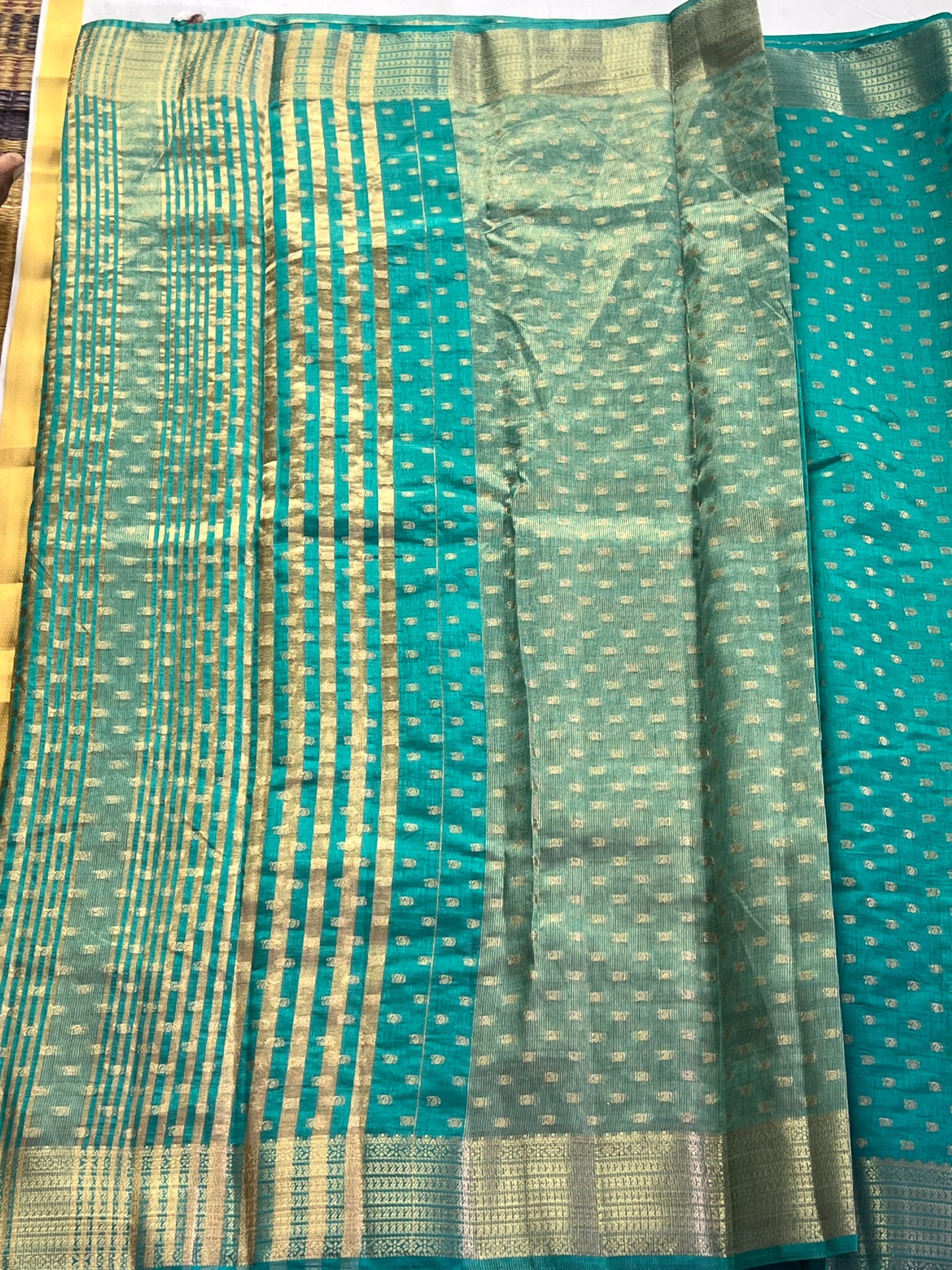 Gel blue festive semi silk cotton saree