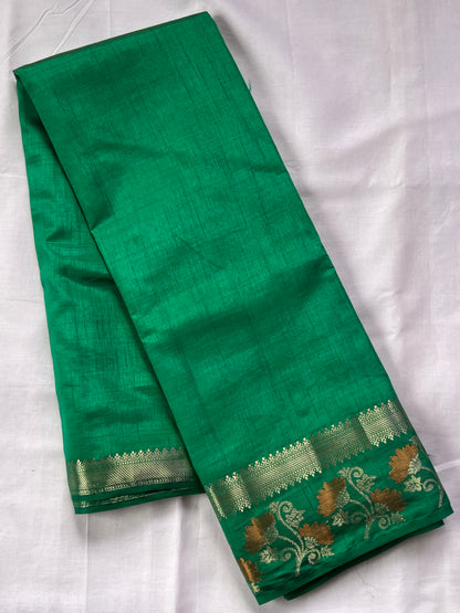 jade green semi silk cotton saree
