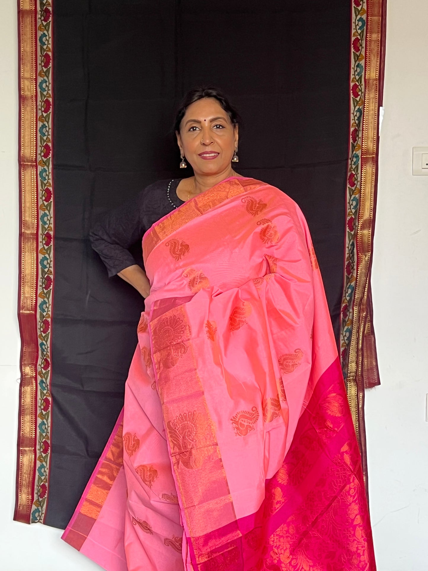 Pink semi silk cotton saree