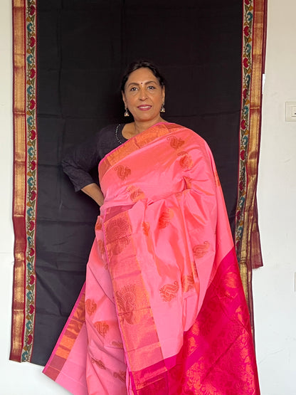 Pink semi silk cotton saree
